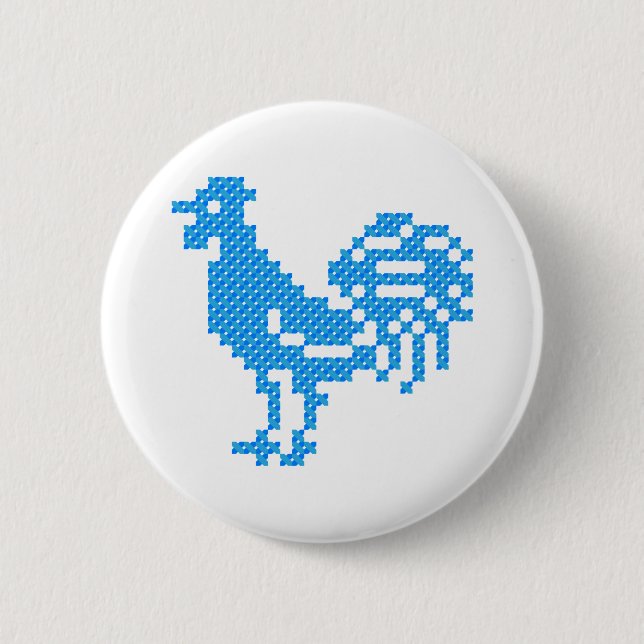 Blue Rooster Pinback Button (Front)