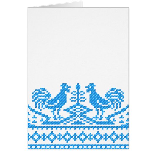 Blue Roosters cross-stitch Cards (Front)