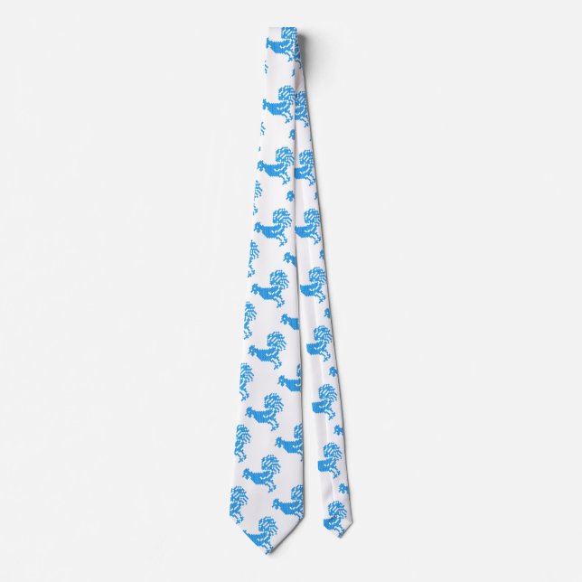 Blue Roosters cross-stitch pattern Neck Tie (Front)