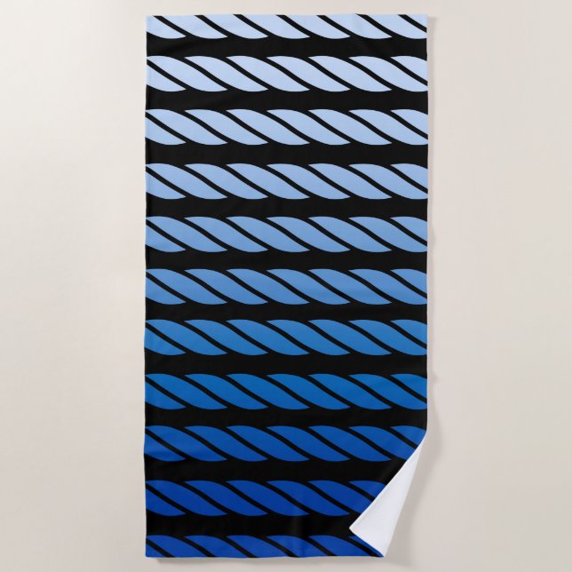 Blue Rope Style Stripes Decor on a Beach Towel (Front)