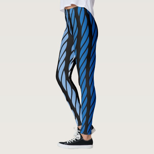 Blue Rope Style Stripes Decor on Leggings (Left)