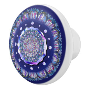 blue rosace ceramic knob