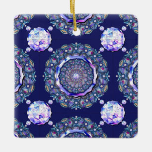 blue rosace ceramic ornament