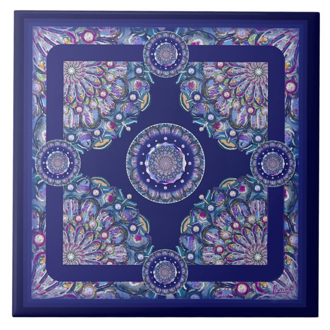 blue rosace ceramic tile (Front)