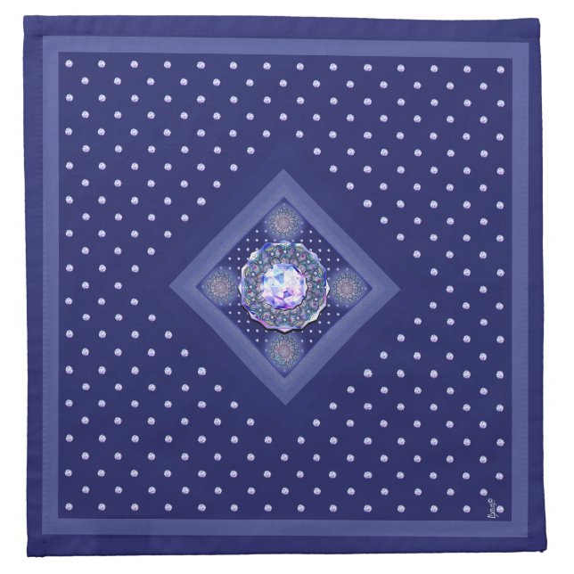 Blue Rosace Cloth Napkin (Front)