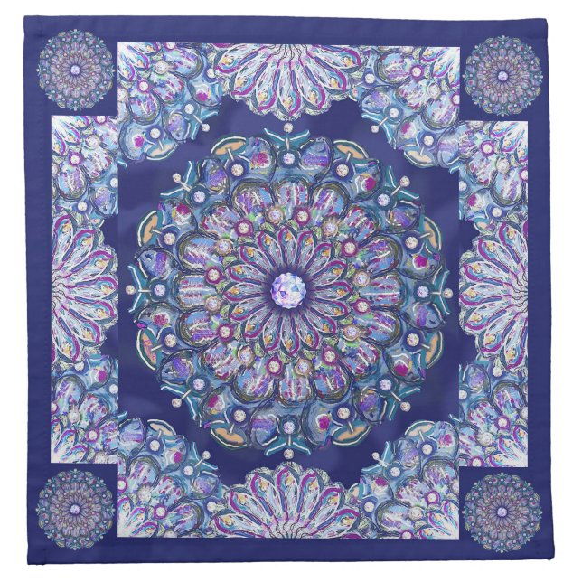 Blue Rosace Cloth Napkin (Front)