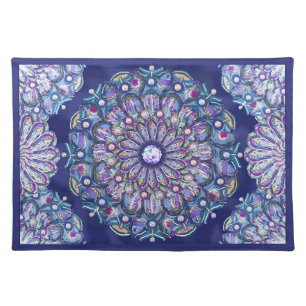 Blue Rosace Cloth Placemat
