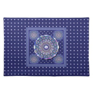 Blue Rosace Cloth Placemat