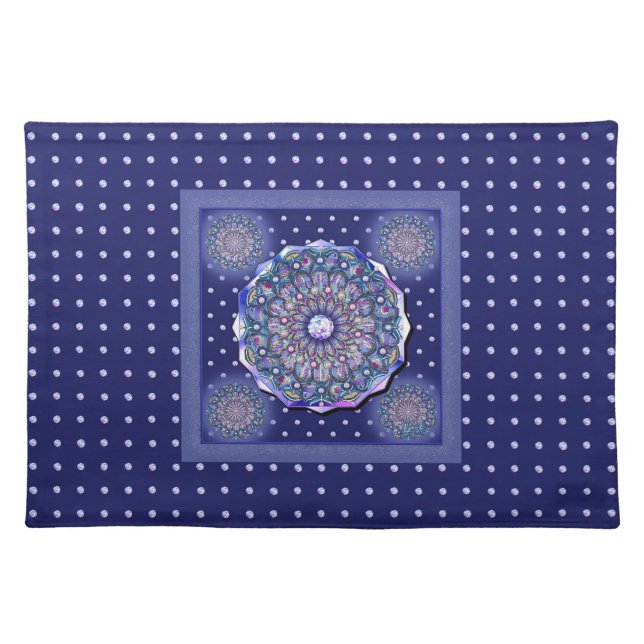 Blue Rosace Cloth Placemat (Front)