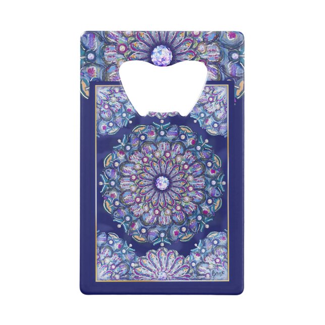 Blue Rosace Credit Card Bottle Opener (Front)