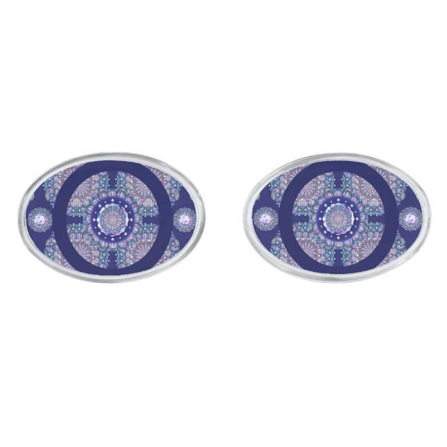 Blue Rosace Cufflinks (Front)