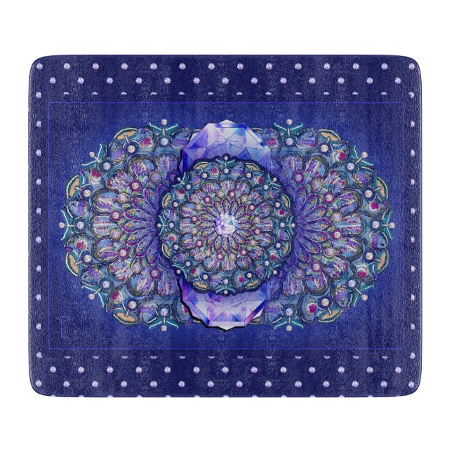 Blue Rosace Cutting Board (Front)