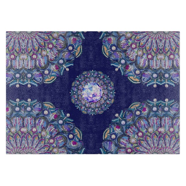 Blue Rosace Cutting Board (Front)