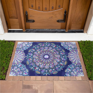 Blue Rosace Doormat