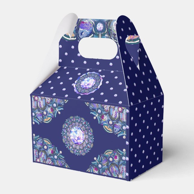 Blue Rosace Favor Boxes (Front Side)