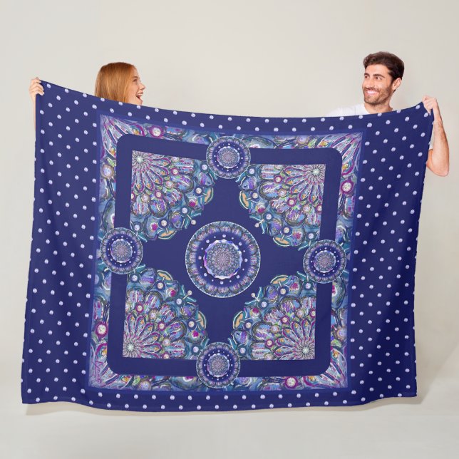 blue rosace fleece blanket (In Situ)