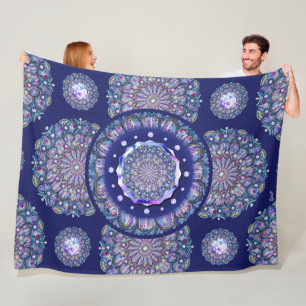 blue rosace fleece blanket