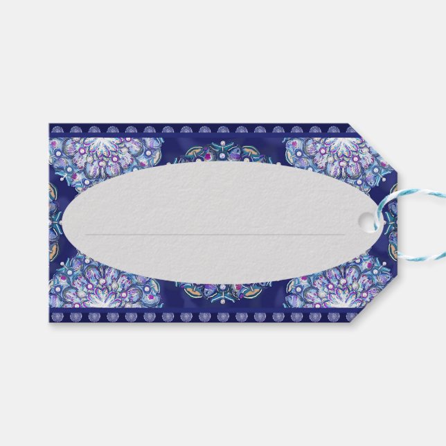 Blue Rosace  Gift Tags (Front (Horizontal))