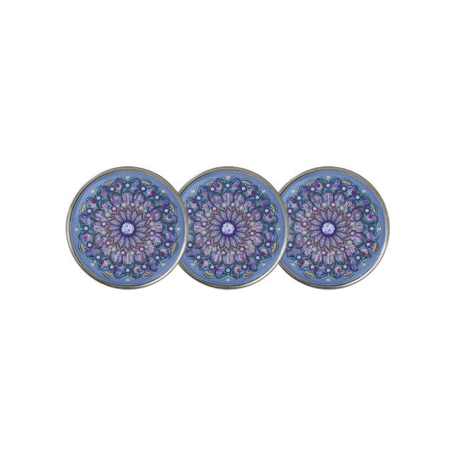 Blue Rosace  Golf Ball Marker (3 Up)