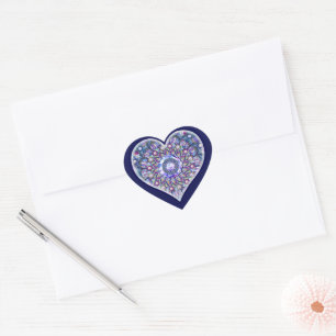 Blue Rosace Heart Sticker