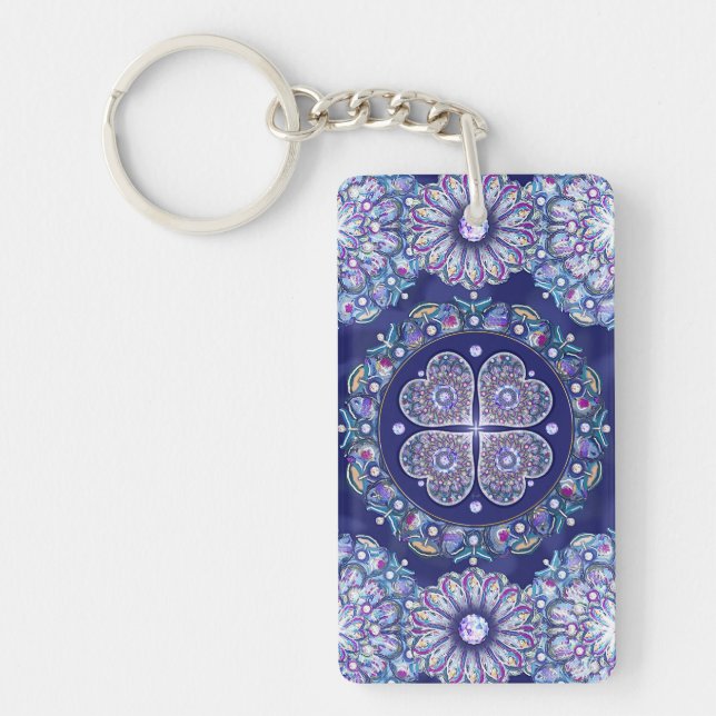 Blue Rosace Keychain (Front)