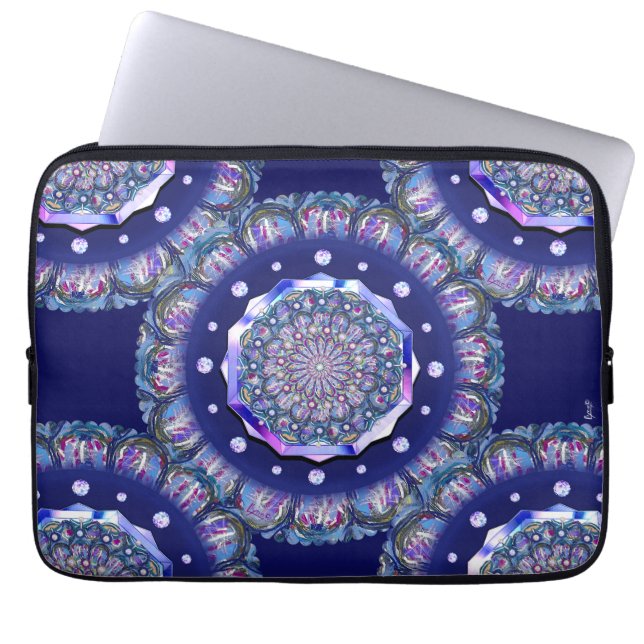 Blue rosace laptop sleeve (Front)