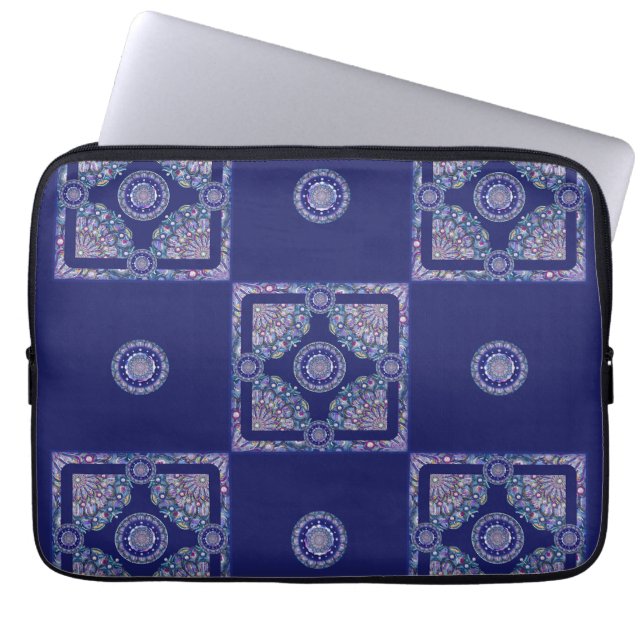 Blue Rosace Laptop Sleeve (Front)