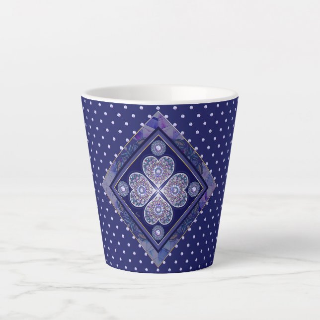 Blue Rosace Latte Mug (Front)