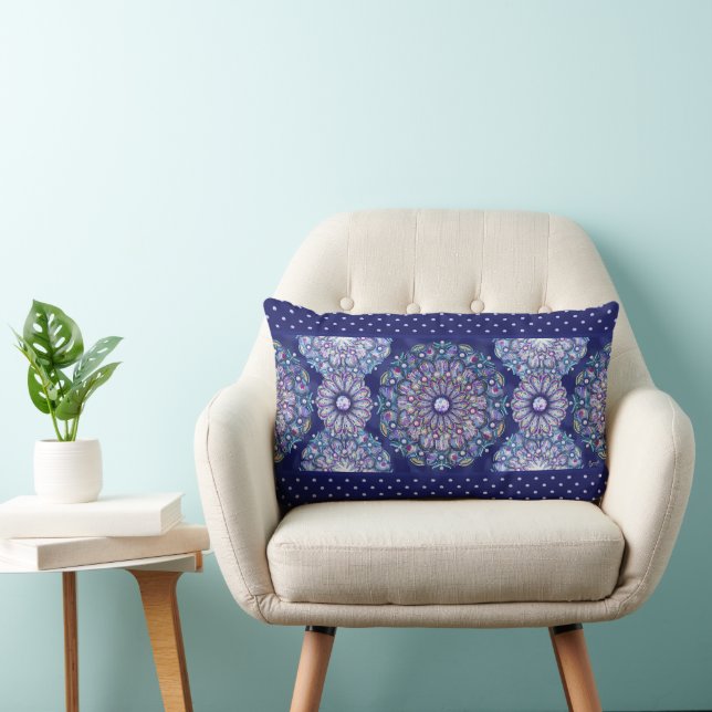 Blue Rosace  Lumbar Pillow (Chair)