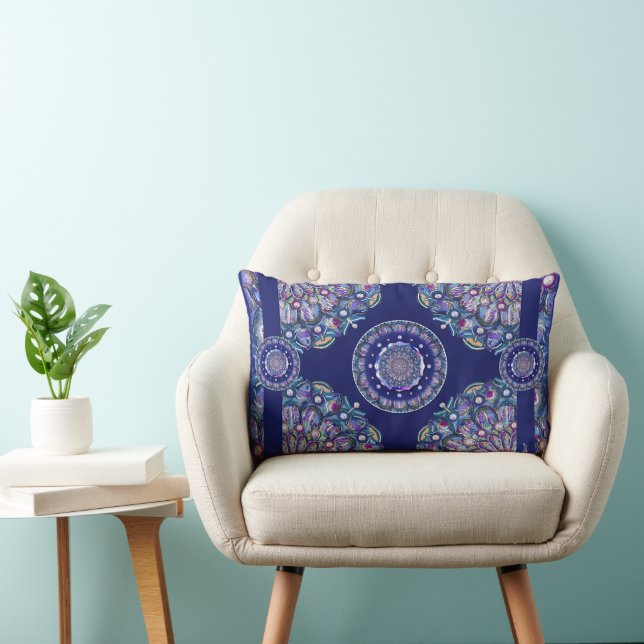 Blue Rosace  Lumbar Pillow (Chair)
