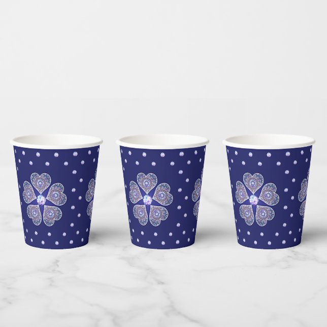 Blue Rosace Paper Cups (Multi)