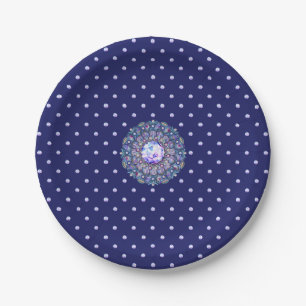 Blue Rosace Paper Plates