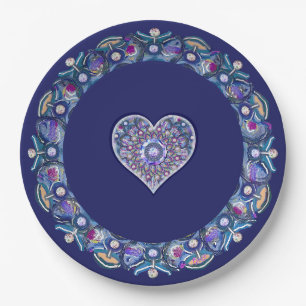 Blue Rosace Paper Plates