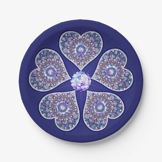 Blue Rosace Paper Plates (Front)