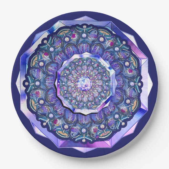 Blue Rosace Paper Plates (Front)