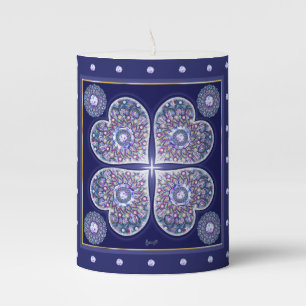 Blue Rosace Pillar Candle