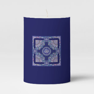 Blue Rosace Pillar Candle