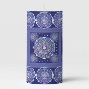 Blue Rosace  Pillar Candle