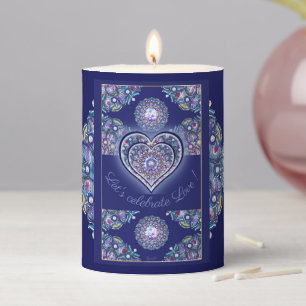 Blue Rosace Pillar Candle