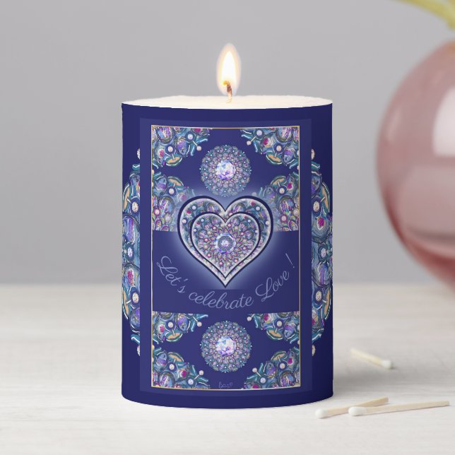 Blue Rosace Pillar Candle (In Situ)