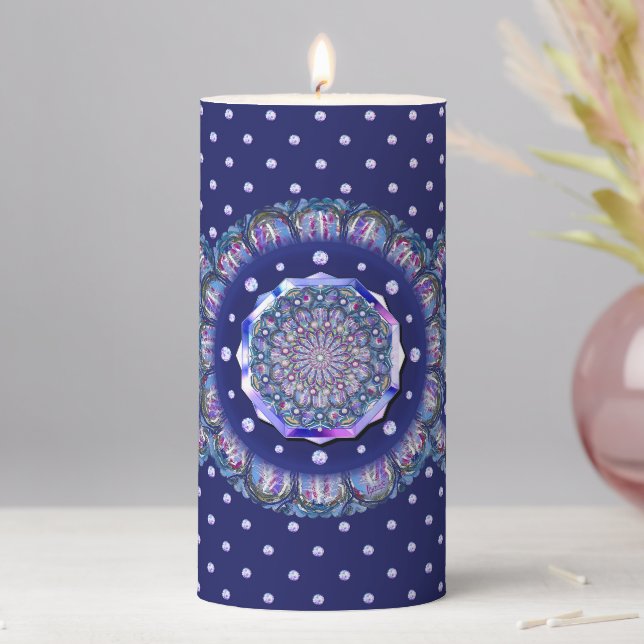 Blue Rosace  Pillar Candle (In Situ)