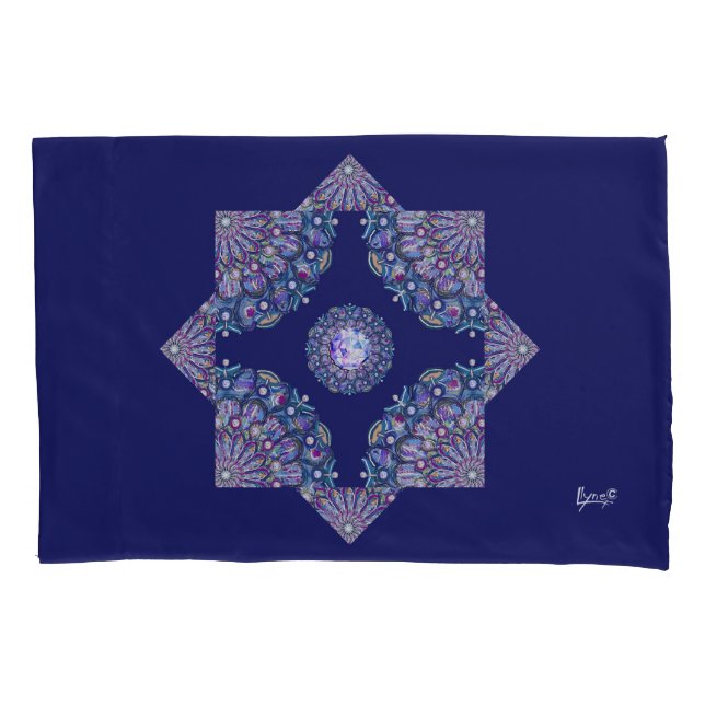 Blue Rosace Pillow Case (Front)