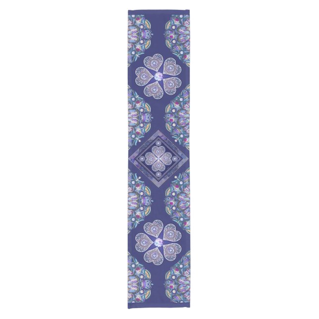 Blue Rosace Short Table Runner (Front)