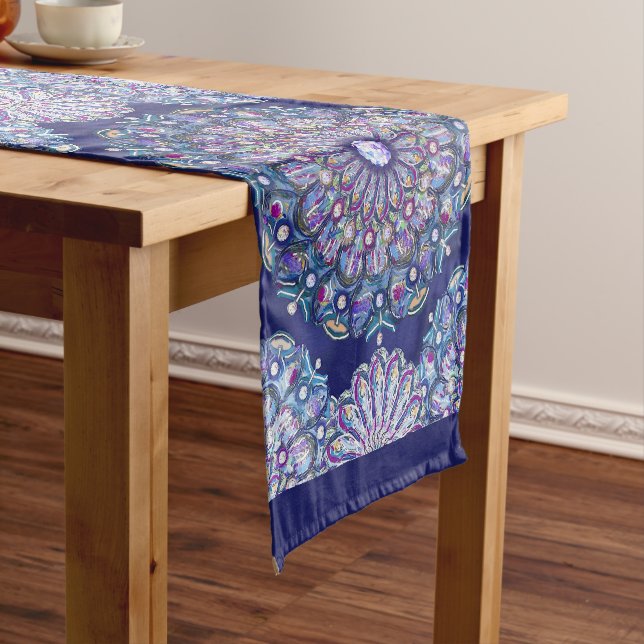 Blue Rosace Short Table Runner (In Situ)