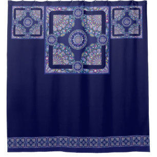 Blue Rosace Shower Curtain