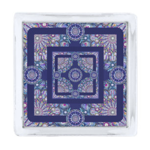 Blue Rosace Silver Finish Lapel Pin