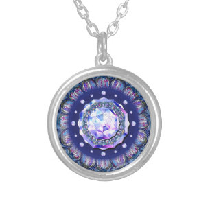 Blue Rosace Silver Plated Necklace