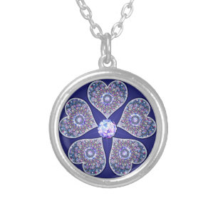 Blue Rosace Silver Plated Necklace