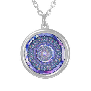 Blue Rosace Silver Plated Necklace