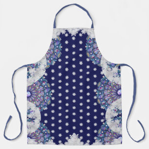 Blue rosace & snowflake apron